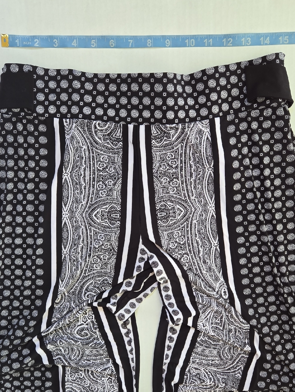 INC Women's Black & White Patterned Wide-Leg Flowy Pants, L, Travel Office Beach - Picture 6 of 9